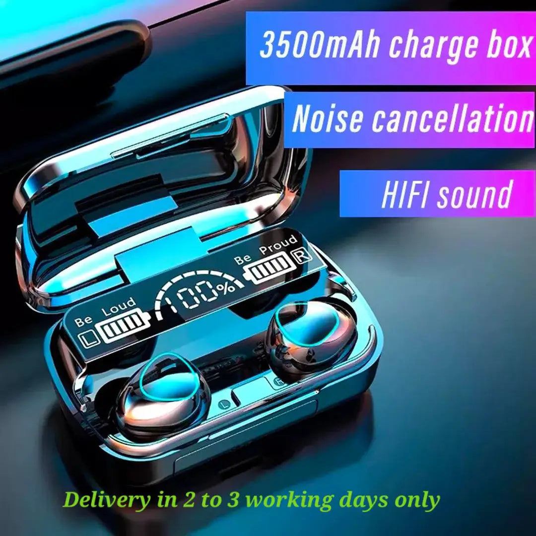 Earbuds M10 wireless bluetooth earbuds and headphones V5.1 Bluetooth earphones true wireless stereo HIFI ultra small bass full buds fast charging 2200MAH power bank with micro USB (Black pack of 1) Ai