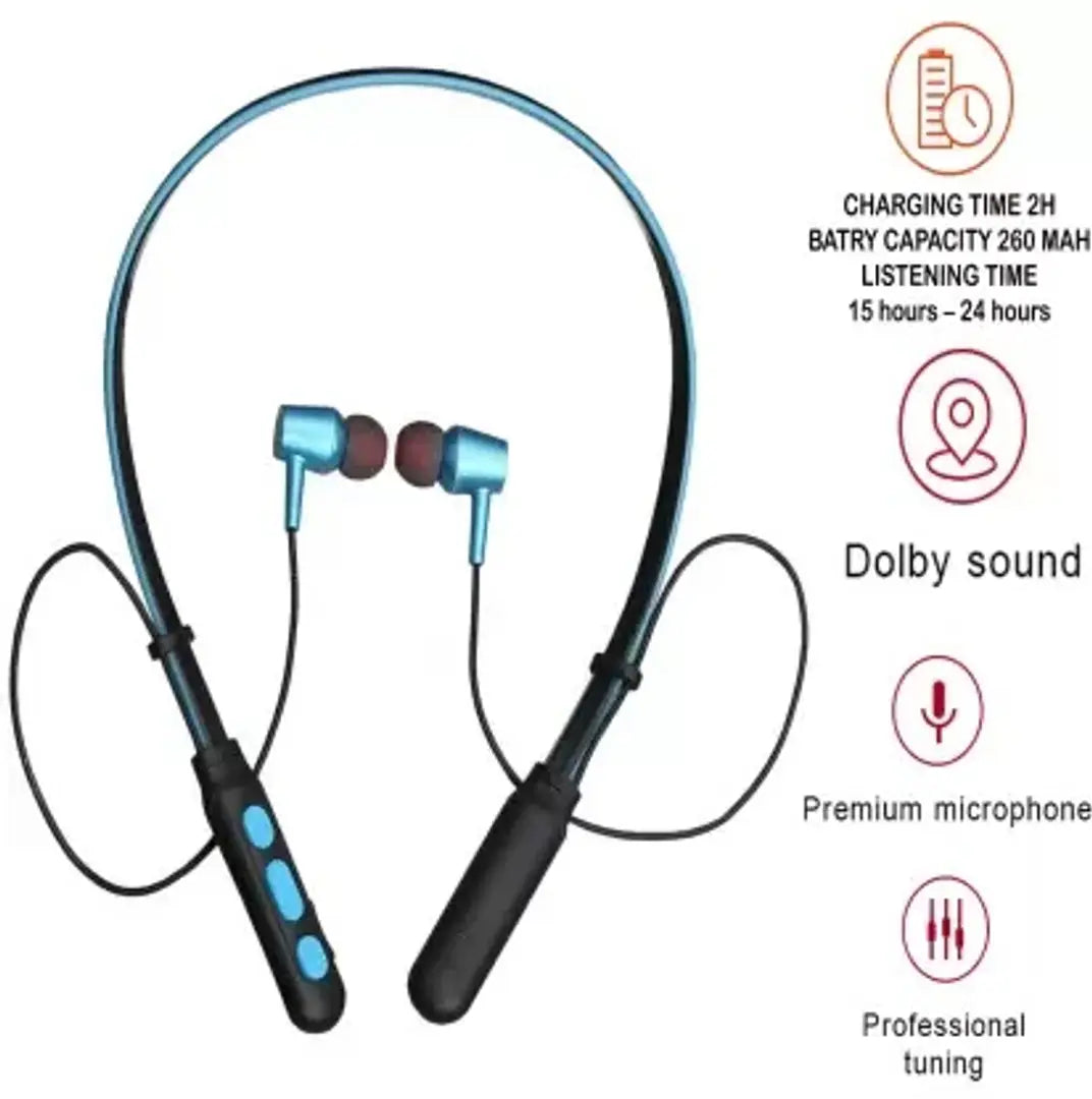 B11 Wireless Neckband Bluetooth in Ear Earphone Headset Earbud Portable Headphone Handsfree Sports Running Sweatproof Compatible for All Smartphones (Multicolour)-01