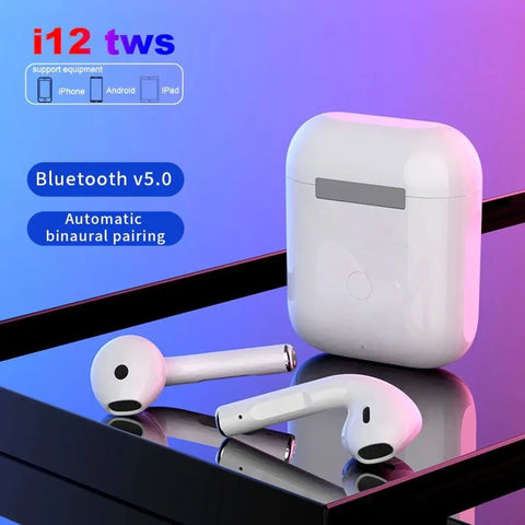 i12 tws earpods Bluetooth Headset Bluetooth Headset EL3 Bluetooth Headset  (White, In the Ear)