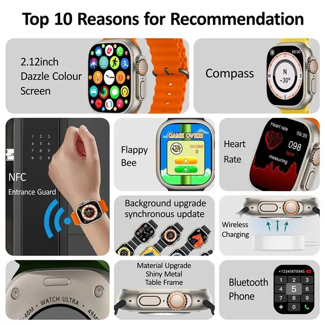 T800 Series 8 Ultra Smart Watch With Earbuds HD 1.99 Inch Display Smart Watch Smartwatch