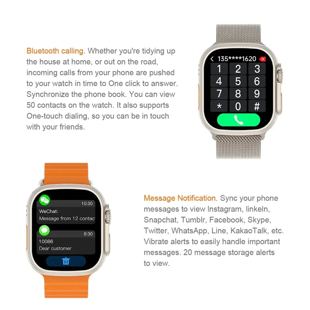 T800 Series 8 Ultra Smart Watch With Earbuds HD 1.99 Inch Display Smart Watch Smartwatch