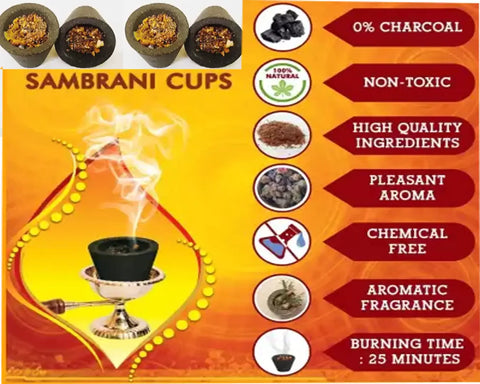 Flaura Loban Sambrani Dhoop Cup With Burner Plate, Natural  Pure Fresh Fragrance Cups - ( Pack Of 72 Pcs )