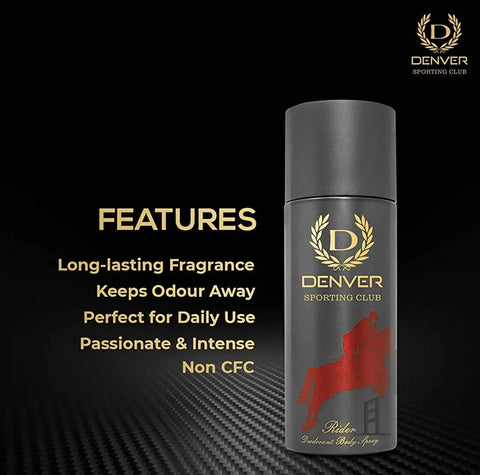 Denver Sporting Club Rider Deodorant Body Spray (165ml) Pack of 2