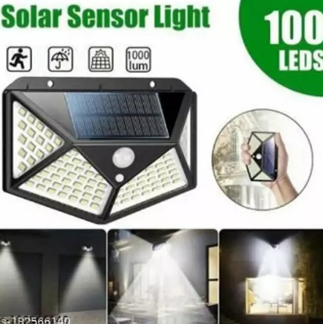 Solar Lights 100 LED Solar Power Outdoor Motion Sensor Light with LED On Both Side, Waterproof(100 LED - Pack of 1)