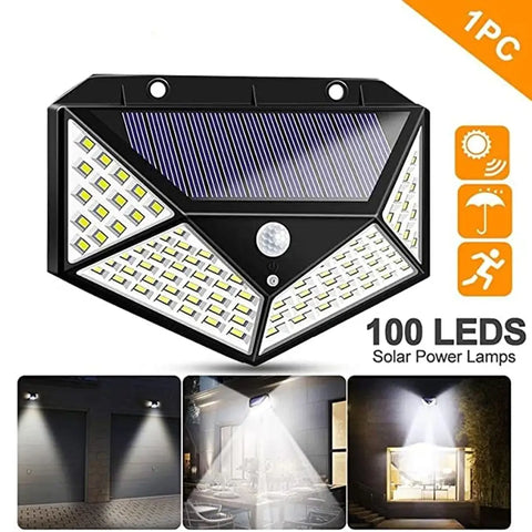 Solar Lights 100 LED Solar Power Outdoor Motion Sensor Light with LED On Both Side, Waterproof(100 LED - Pack of 1)