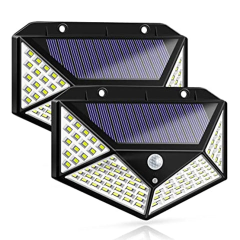 Solar Lights 100 LED Solar Power Outdoor Motion Sensor Light with LED On Both Side, Waterproof(100 LED - Pack of 1)