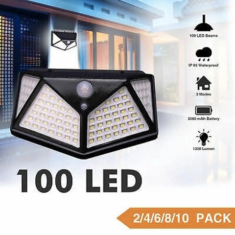 Solar Lights 100 LED Solar Power Outdoor Motion Sensor Light with LED On Both Side, Waterproof(100 LED - Pack of 1)