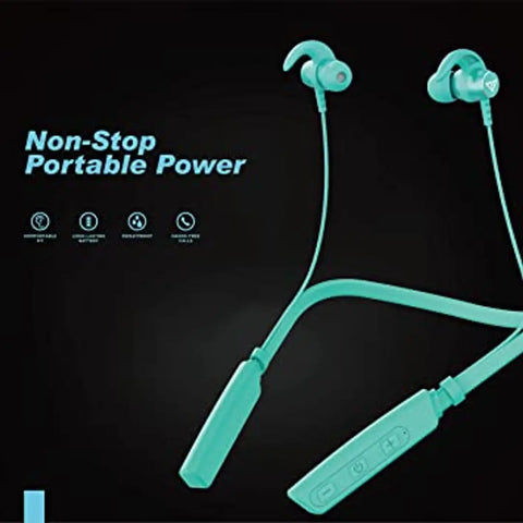 Wireless Bluetooth Neckband Bluetooth Earphones with mic,Up to 48 Hours Playback Time, Good Battery, Neckband with Powerful Bass, Rich Sound, Fast Charging, Premium Finish (Green)