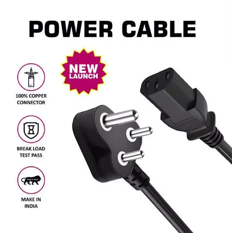 Computer AC Power Cable Cord 3 Pin Computer Power Cable Cord for Desktops PC and Printers/Monitor SMPS Power Cable IEC Mains Power Cable Black Compatible for Desktop PC Monitor SMPS Printer Scanner LC