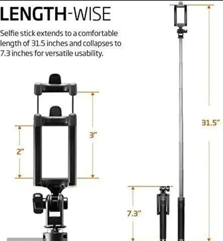 Compact Wired Monopod Extendable Selfie Stick with AUX Wire Built-in Remote Pocket Size Selfie Stick