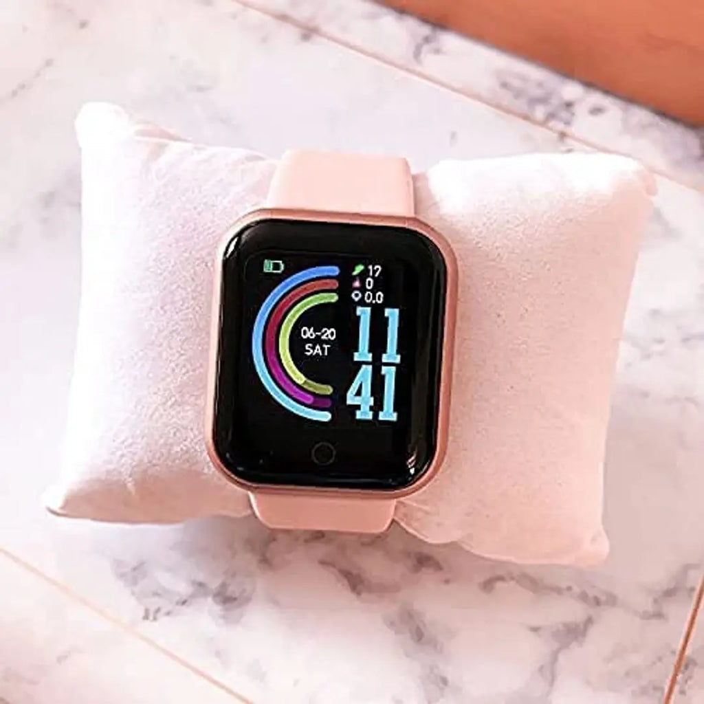smart watch D20  ,  smart watch for men and woman Android Bluetooth with Heart Rate Activity Tracker -Pink