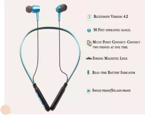 B11 Wireless Bluetooth Neckband Earbud Portable Headset Sports Running Sweatproof Compatible with All Android Smartphones Noise Cancellation.Multi Color