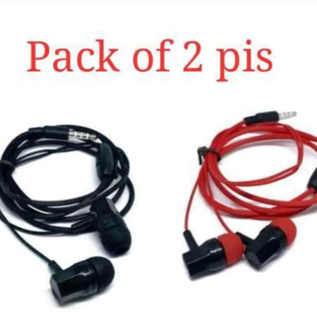 Earphone Pack of 2pc black 1 Red 1