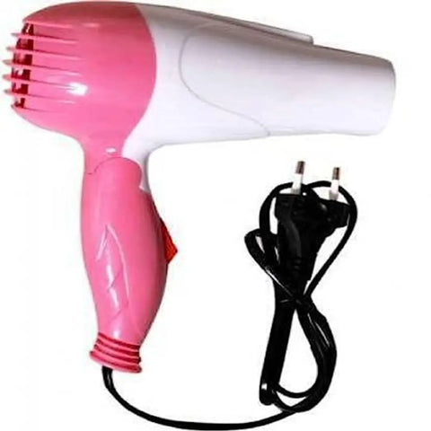 COMBO of NV-1290 Professional Foldable Hair Dryer with 2 Speed Setting 1000 WATT (PINK) Hair Dryer and NHC-2009 2 in 1 Ceramic Plate Hair Straightener With Hair Curler (PINK)
