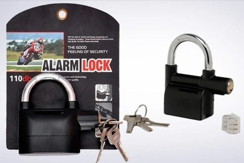 Alarm Padlock Electronic Alarm Lock 110db Siren for Bicycle Motorcycle Door Gate Bike (Black)