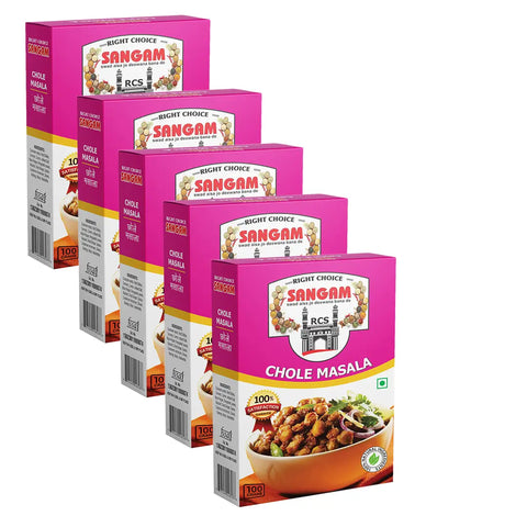 Right Choice Sangam Chole Masala 100% Natural Powder with No Preservatives Colours Added (100g, Chole Masala PAck of 5)