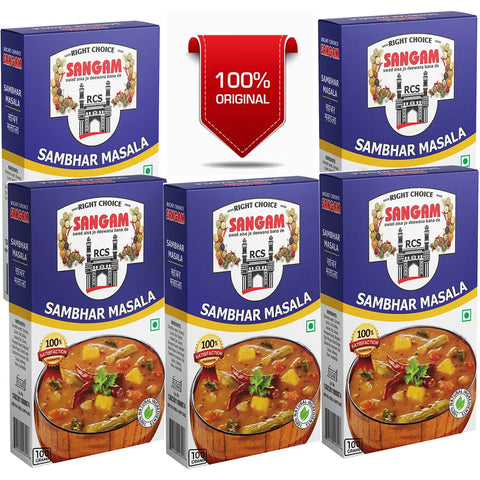 Right Choice Sangam Sambhar Masala 100% Natural Powder with No Preservatives Colours Added (100 gm Pack of 5)Sambhar Masala 500gr