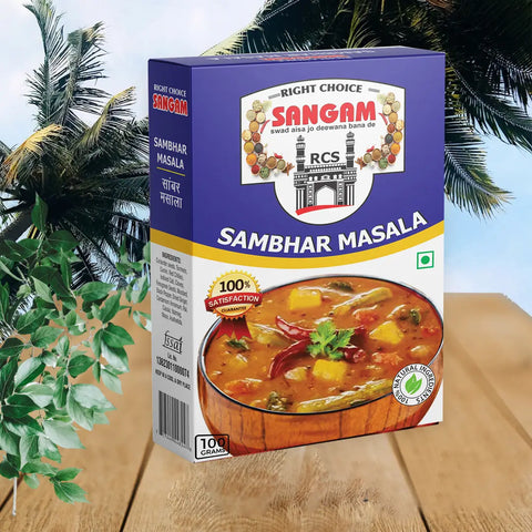 Right Choice Sangam Sambhar Masala 100% Natural Powder with No Preservatives Colours Added (100 gm Pack of 5)Sambhar Masala 500gr