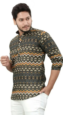 Trendy Men Cotton Printed Short Kurta