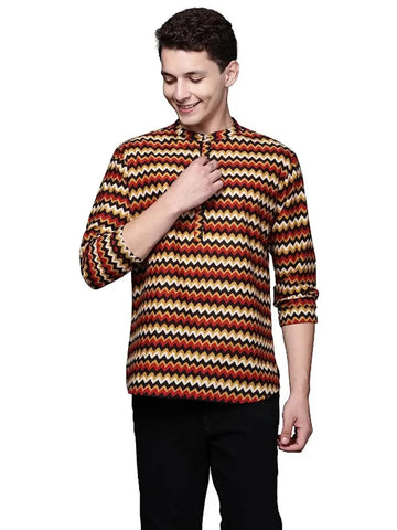 Trendy Men Cotton Printed Short Kurta
