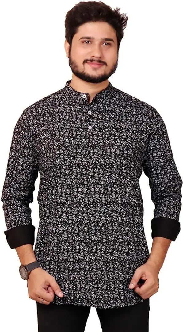 Trendy Men Cotton Printed Short Kurta