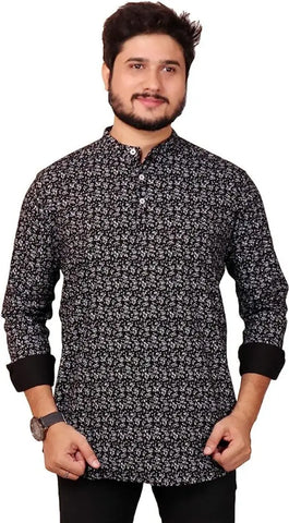 Trendy Men Cotton Printed Short Kurta