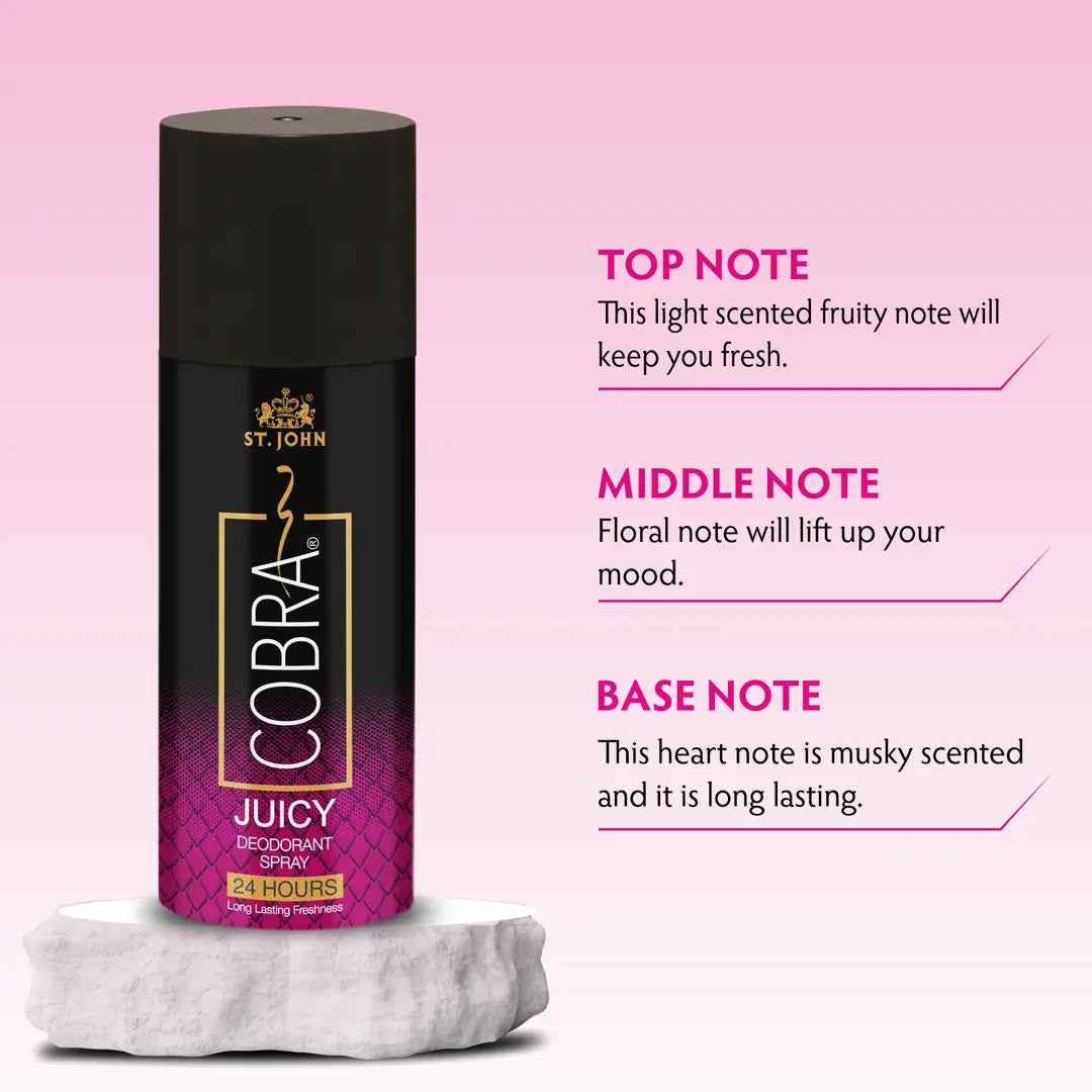 ST. JOHN Cobra Deo Juicy Long-Lasting Fragrance Deodorant Deodorant Spray - For Women (300 ml, Pack of 2)