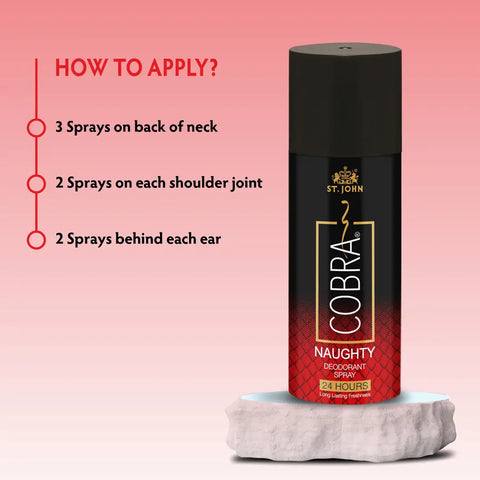 ST-JOHN Cobra Deo Naughty Long-Lasting Fragrance Deodorant Deodorant Spray - For Men  Women (150 ml Each, Pack of 2)
