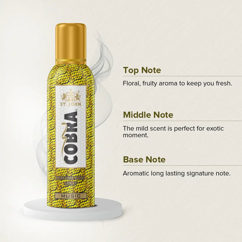ST. JOHN Cobra Deo No Gas Music Deodorant Body Spray (100ML) and Blue Current 50ML Perfume (2 Items in the set)