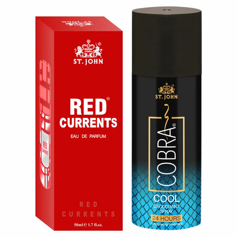 ST. JOHN Cobra Deo Live Deodorant Body Spray (150ML) and Red Current 50ML Perfume (2 Items in the set)