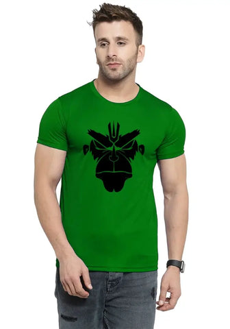 UneeQ Stylish Hanuman Angry Face Printed Tshirt  Round Neck Unisex Polyester | Lycra T-shirt for Men And Women