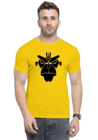 UneeQ Stylish Hanuman Angry Face Printed Tshirt  Round Neck Unisex Polyester | Lycra T-shirt for Men And Women