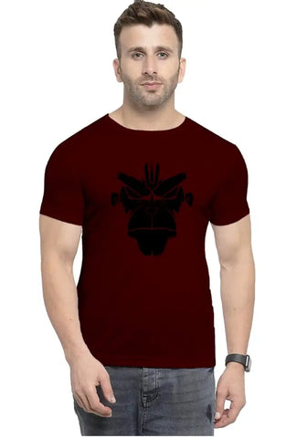 UneeQ Stylish Hanuman Angry Face Printed Tshirt  Round Neck Unisex Polyester | Lycra T-shirt for Men And Women