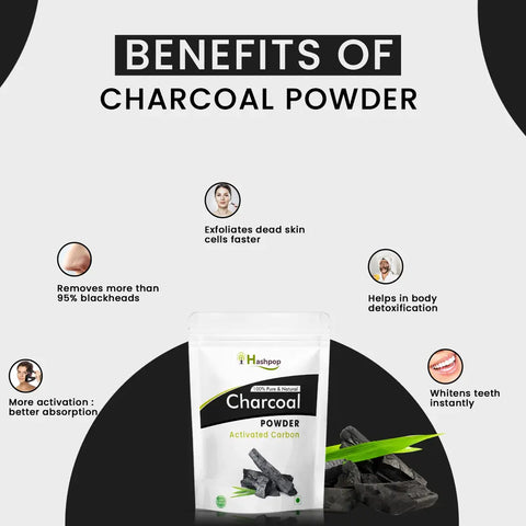 Hashpop Pure Nature Activated Charcoal powder organic Special for DIY Face Mask and Teeth whitening 200g