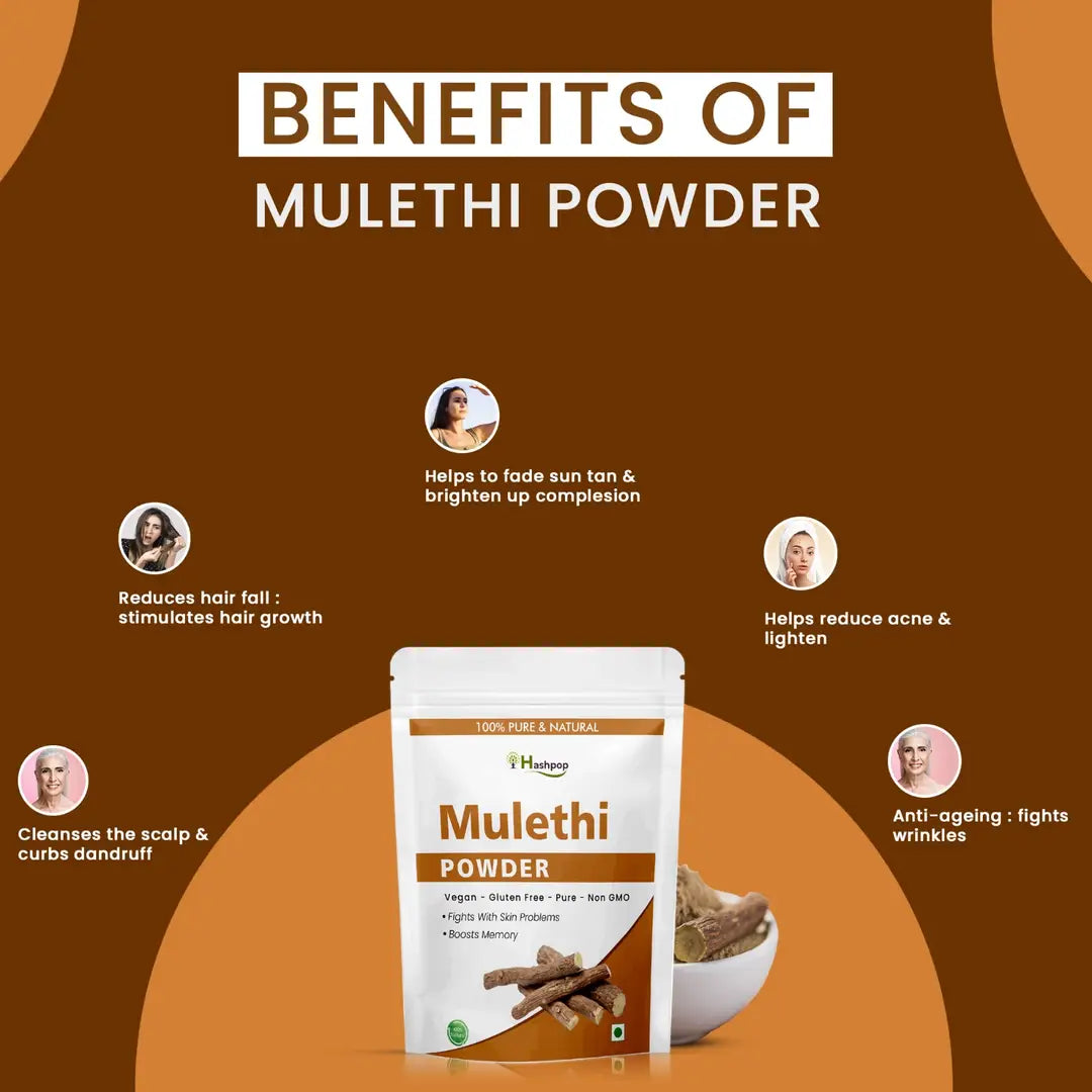 Hashpop Natural Mulethi Powder For Face Pack And Hair Pack glycyrrhizaglabra  Licorice Root 500g