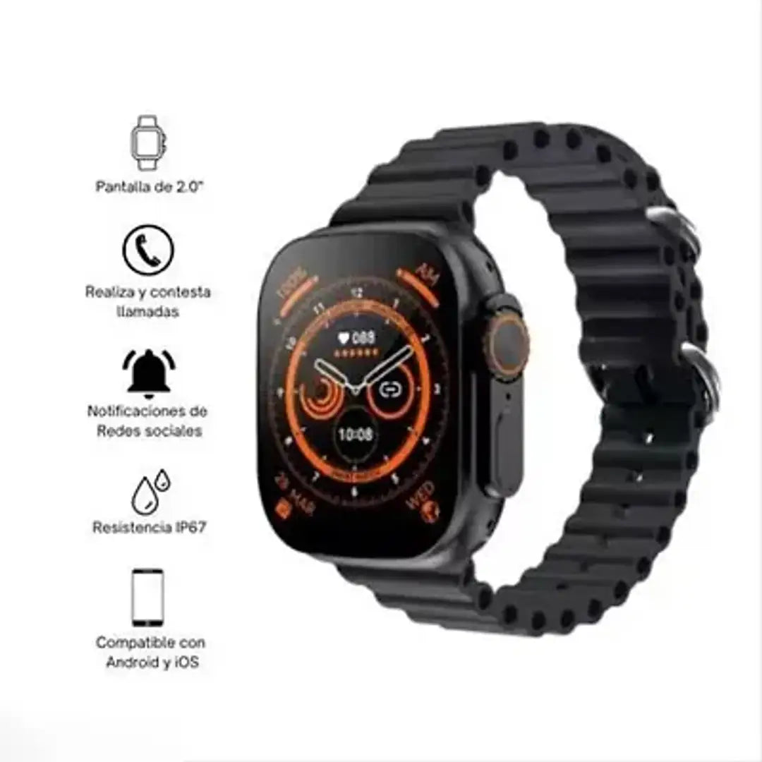 S8 Ultra Smartwatch with 2.05 HD Display, Bluetooth Calling Multiple Sports Modes, Multiple Watch Faces, Spo2 Monitoring  Heart rate monitoring, Call Notification, Bluetooth Camera (Black)