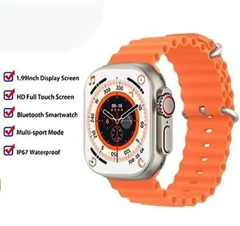 Watch S8 Ultra Latest Bluetooth Calling Series 8 AMOLED High Resolution with All Sports Features  Health Tracker,Wireless Charging Battery, Bluetooth Unisex Smart Watch Ultra T-800 Orange