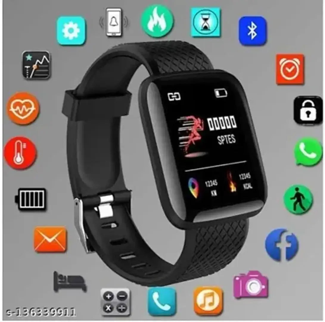 M1 Smart Watch for Men ID-116 Bluetooth Smartwatch Wireless Fitness Band for Boys, Girls, Men, Women  Kids | Sports Gym Watch for All Smart Phones I Heart Rate and BP Monitor(Black)