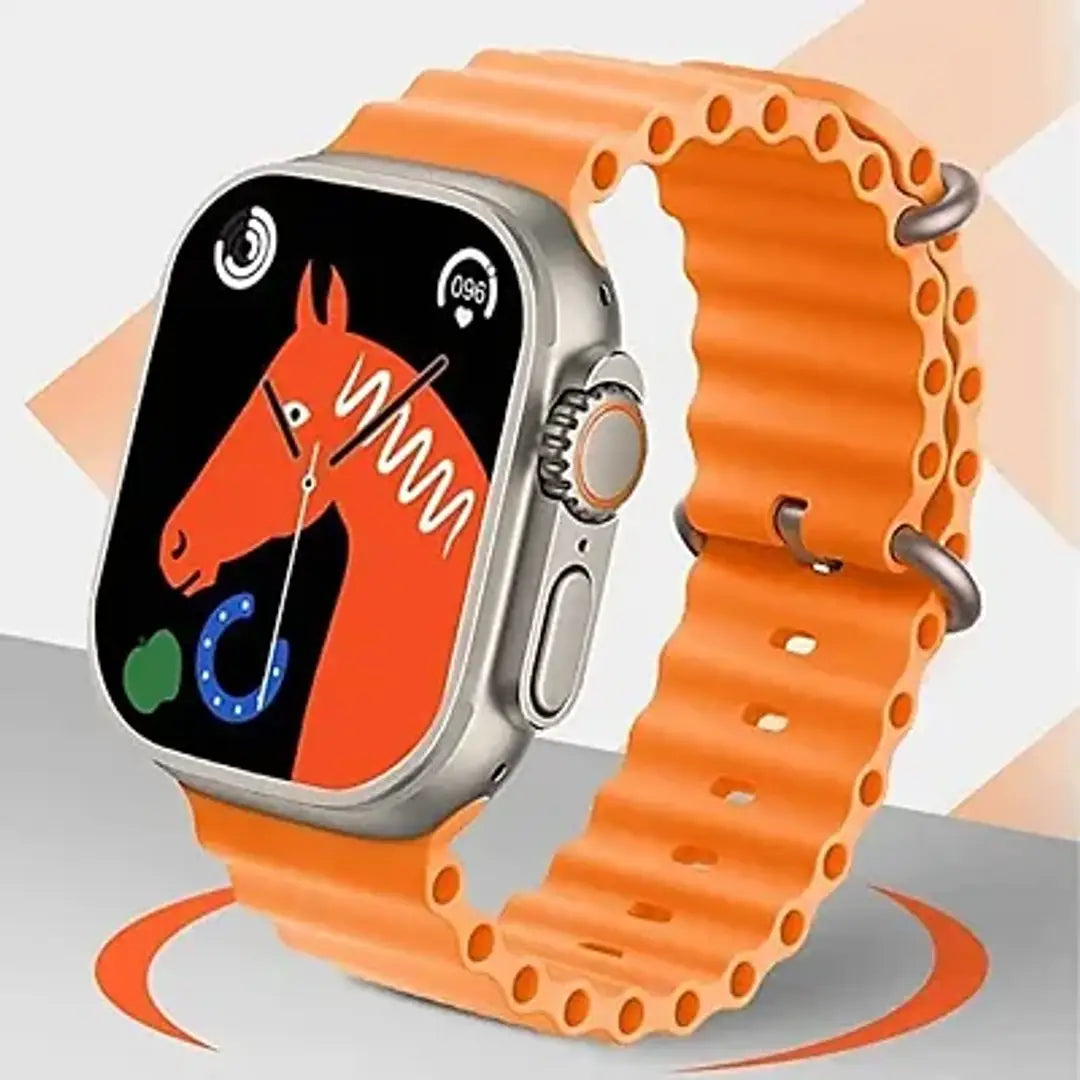 I8 Ultra Latest Bluetooth Calling Series 8 AMOLED High Resolution with All Sports Features  Health Tracker,Wireless Charging Battery, Bluetooth Unisex Smart Watch Ultra I-8 Orange