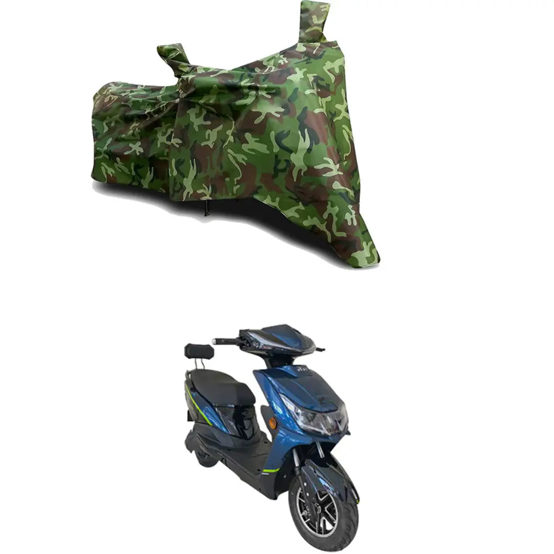 GLAMND-100% Dustproof Bike Scooty Two Wheeler Body Cover Compatible For EeVe Ahava Water Resistance  Waterproof UV Protection Indor Outdor Parking With All Varients[Militry GMJ]