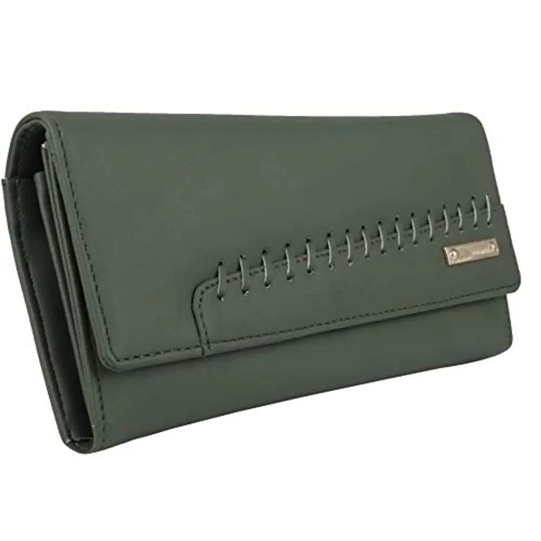 Women and Girls Synthetic Faux-leather Hand Clutch Cum Mobile Hand wallet (ARFC-1802GREEN)