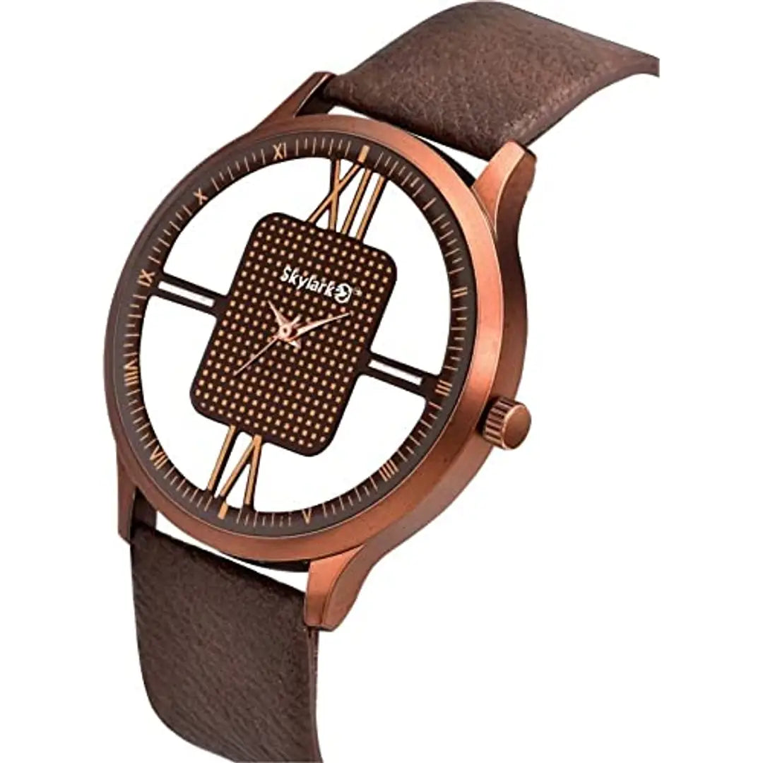 Youth Club Unique and Latest Designed Transparent dial with Brown Colour Leather Strap Analogue Watch for Men and Boys Analog Watch - for Men