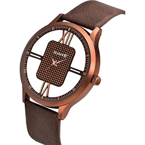 Youth Club Unique and Latest Designed Transparent dial with Brown Colour Leather Strap Analogue Watch for Men and Boys Analog Watch - for Men