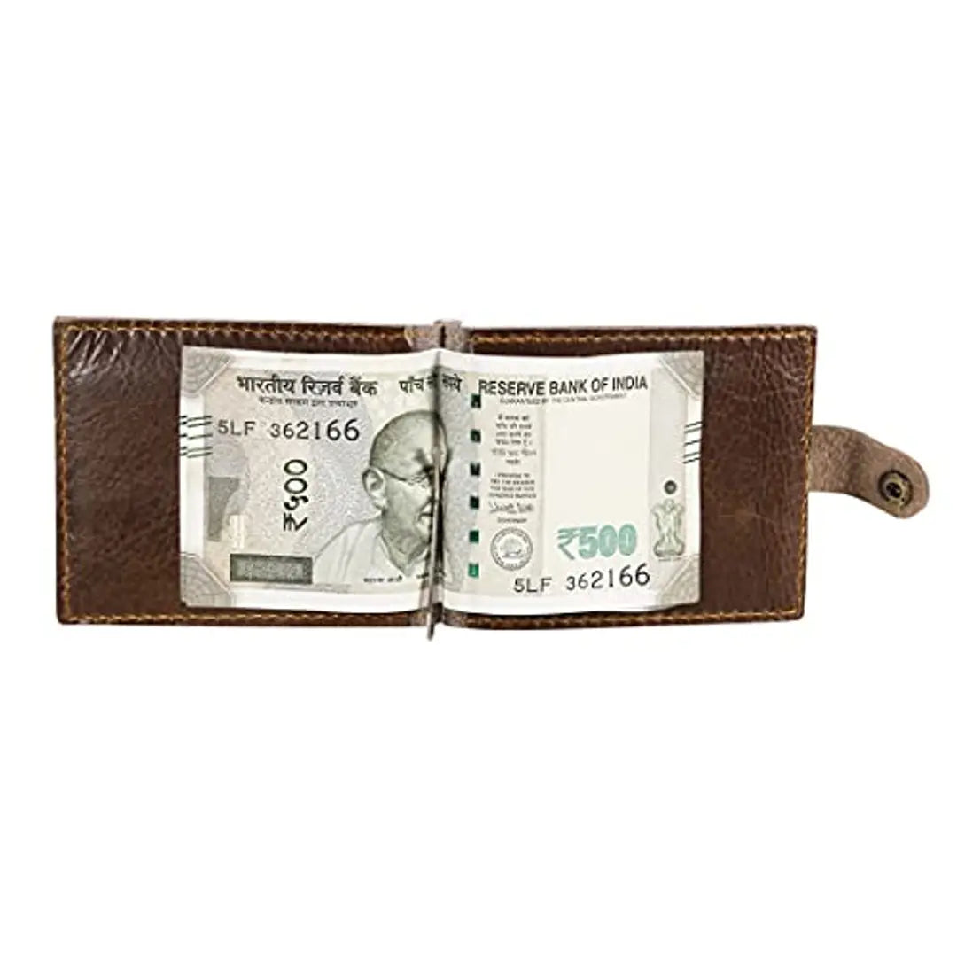 Style98 Men's women's Shoes Leather ATM Credit Card Holder Cum Money Clip Wallet (Tan)