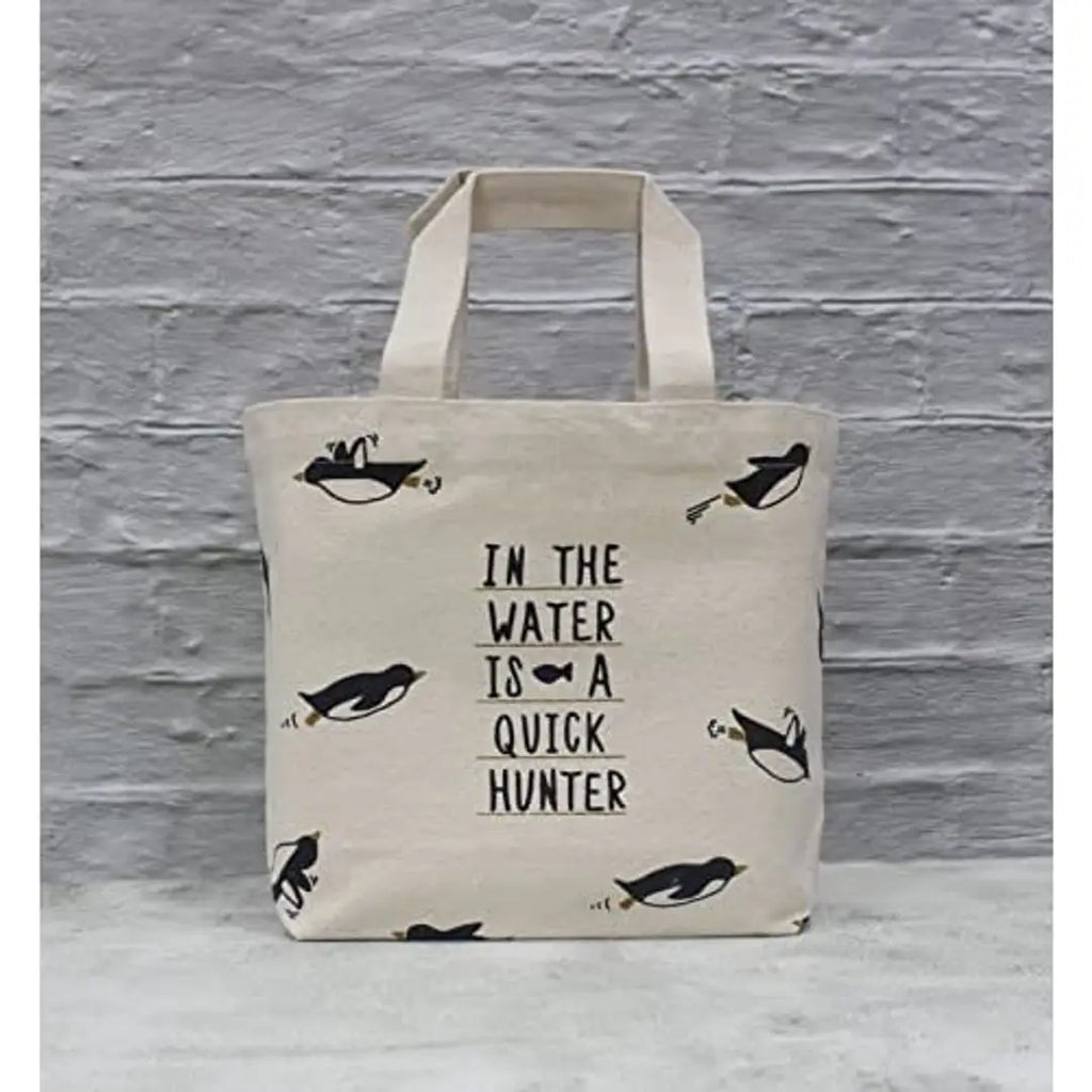 COTTON CANDY - Canvas Lunch Bag / Travel Lunch / Tiffin / Tote Lunch Bag for Office,College & School (9 x 12 x 4 inch) - Penguin
