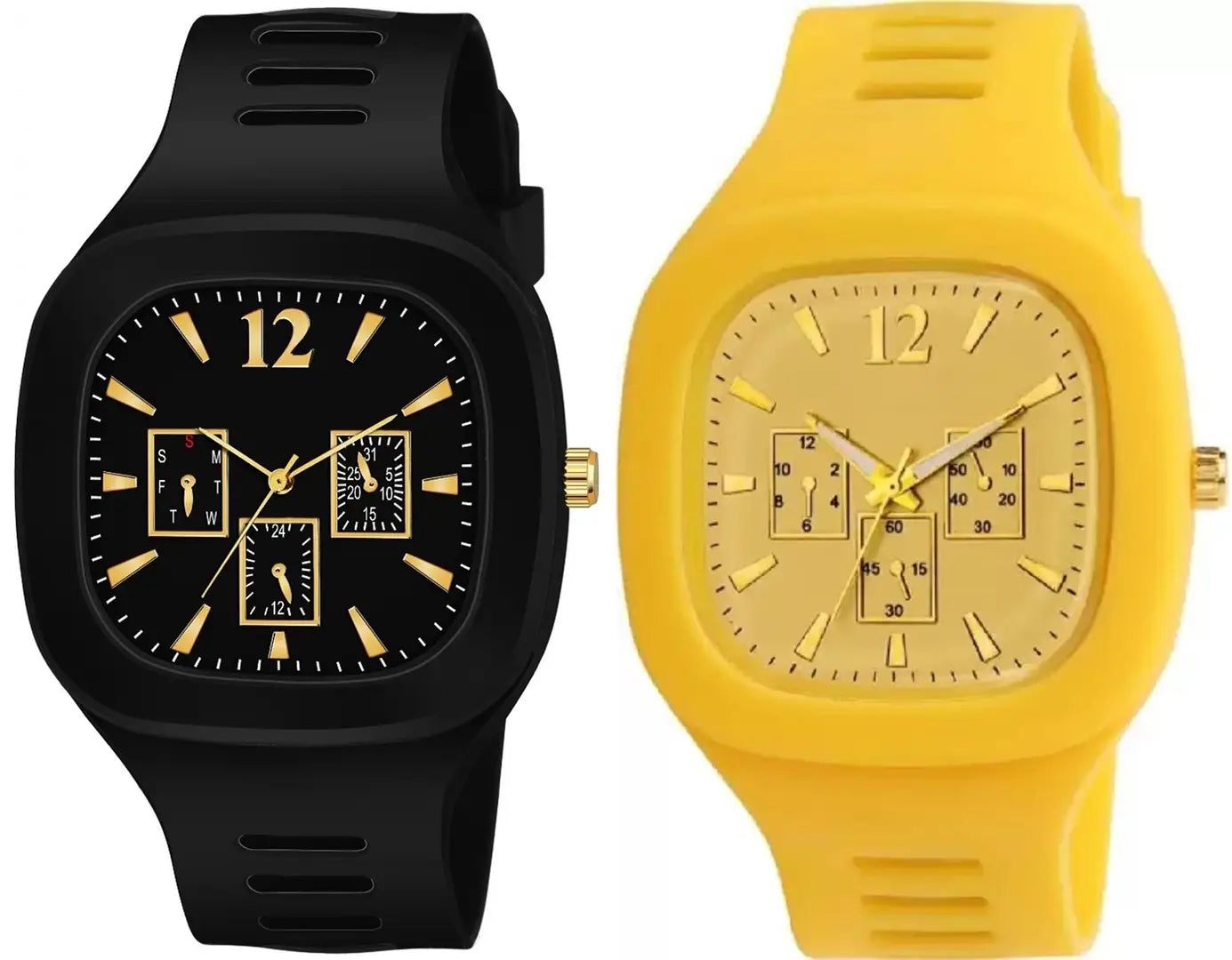 Stylish Multicoloured Silicone Analog Watches For Men Pack Of 2