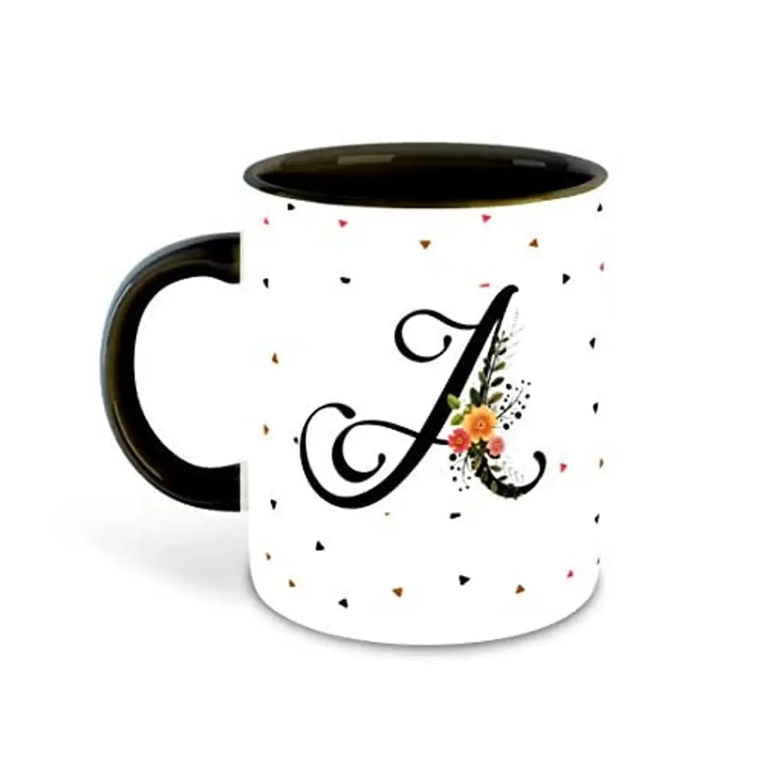 Whats Your Kick? (CSK) - Letter A Name Initial Alphabet Inspiration Printed Black Inner Ceramic Coffee Mug and Tea Mug - Birthday | Anniversary (Multi 1)