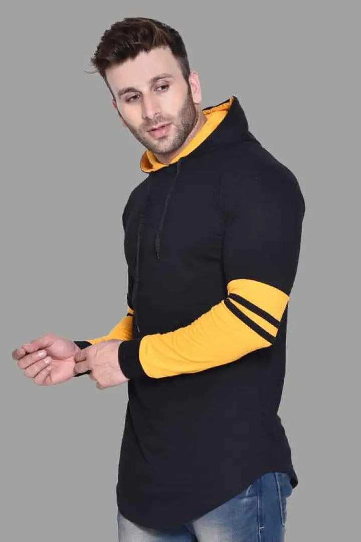 RiseMax Striped Cotton Blend M25 Full Sleeve Hoodie Regular Fit T-Shirt for Men