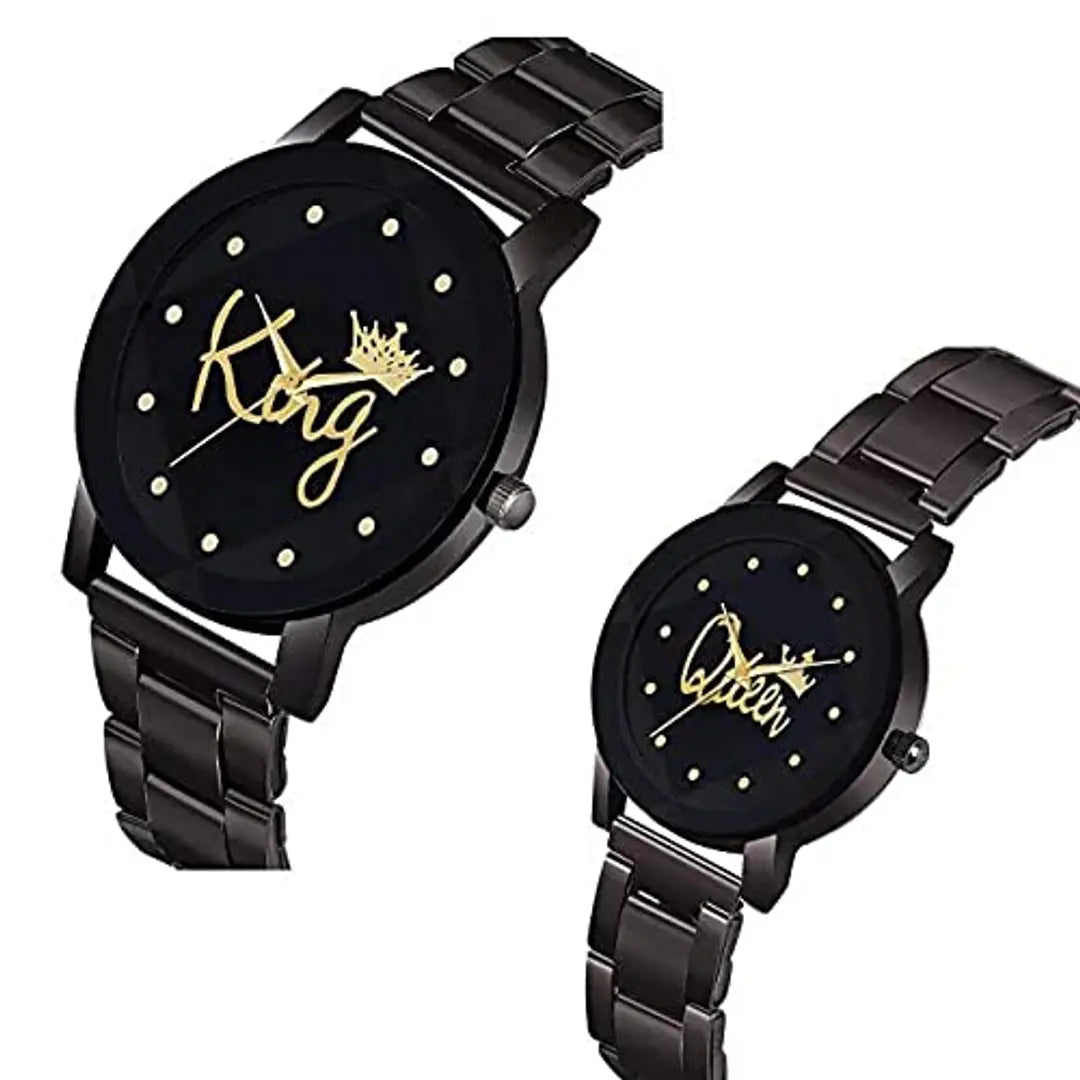 J JAMVAI New Stylish Metal Couple Analog Watch for Men and Woman_Queen Metal