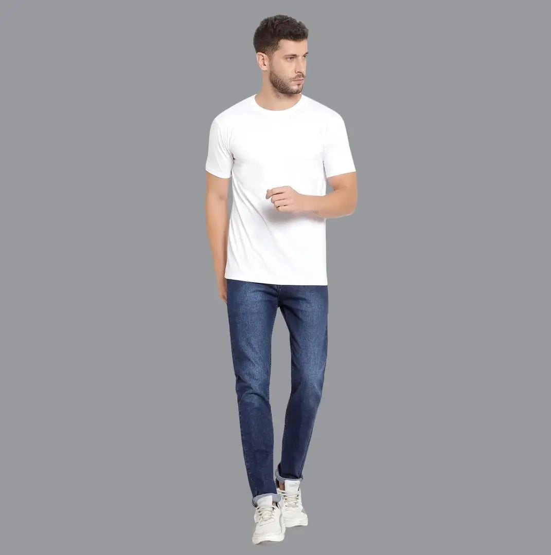 Legacy Attire Solid Men Round Neck White, Black T-Shirt